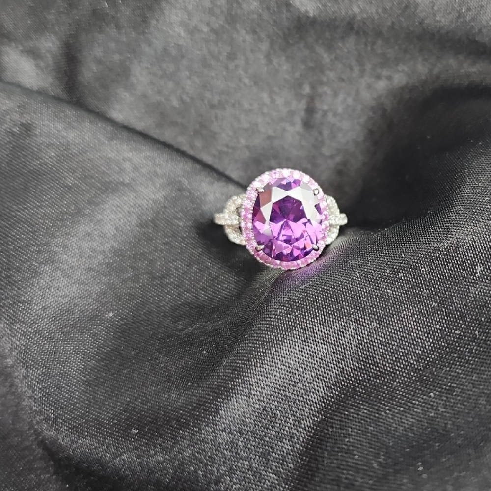 👀AMETHYST Gemstone 7.5 Sterling Silver Ring